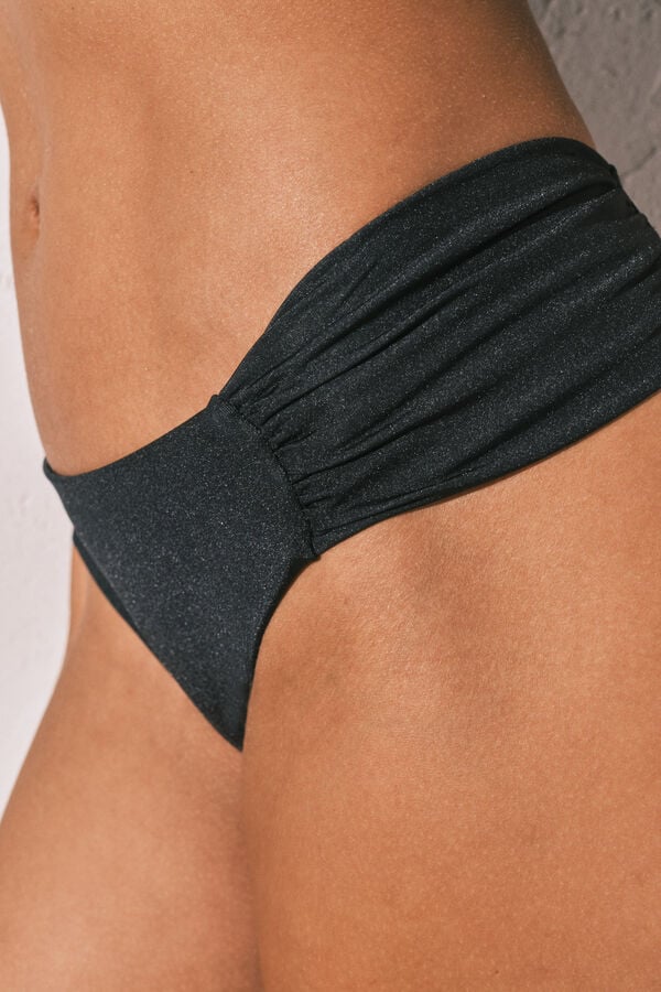 Women'secret Cuecas de biqu&iacute;ni cl&aacute;ssica franzida preta preto