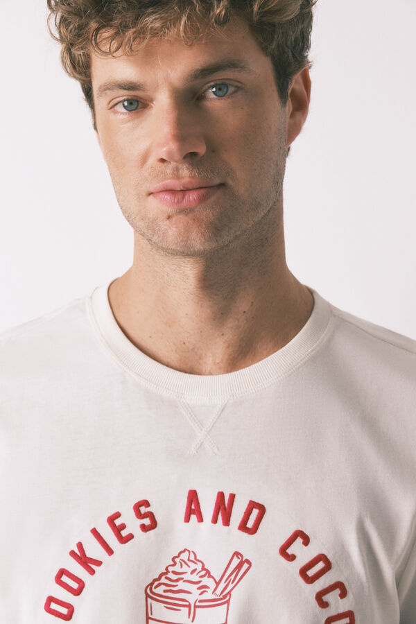 Women'secret Pijama masculino : sweatshirt e calça xadrez bege