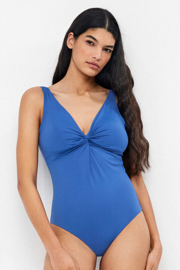 Gisela Fato de banho efeito moldador sem aro azul