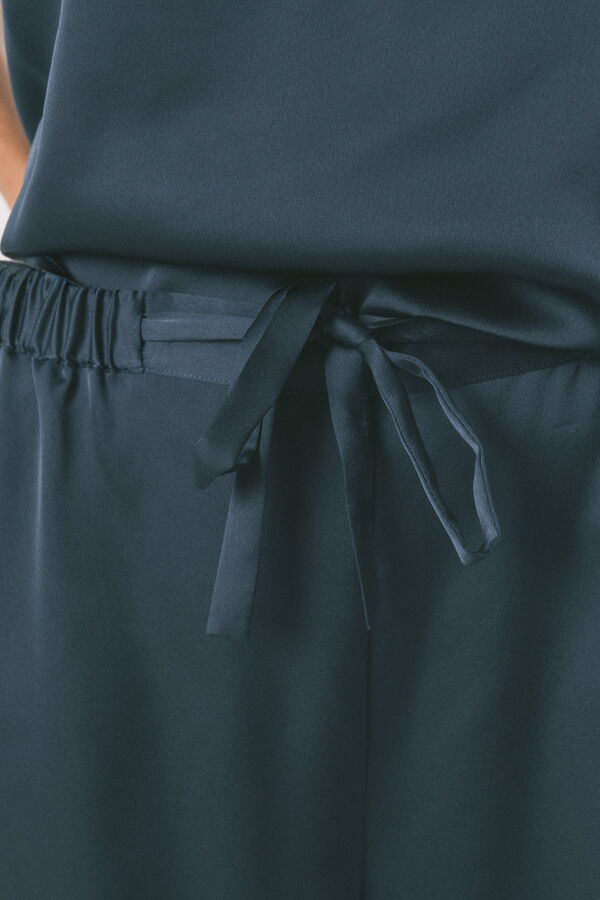 Women'secret Pijama longo de cetim azul azul