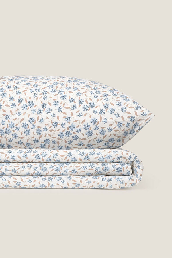 Textura Lençol algodão flores azul