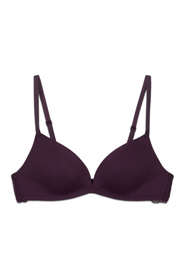 Women'secret Soutien triangular com enchimento em renda roxo CHARMING rosa