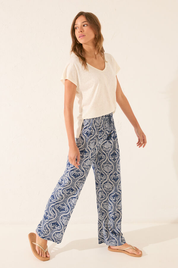 Women'secret Calça comprida estampado azul