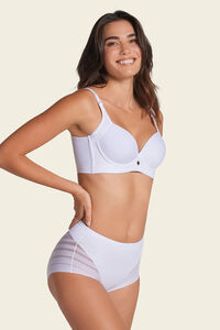 Leonisa Cueca cinta cl&aacute;ssica com controle moderado da barriga e faixas de tule