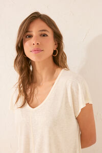 Women'secret T-shirt branca de manga curta com glitter