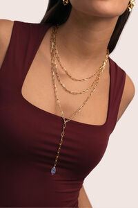 Singularu Collar Triple Chic Drop Acero Ba&ntilde;o Oro