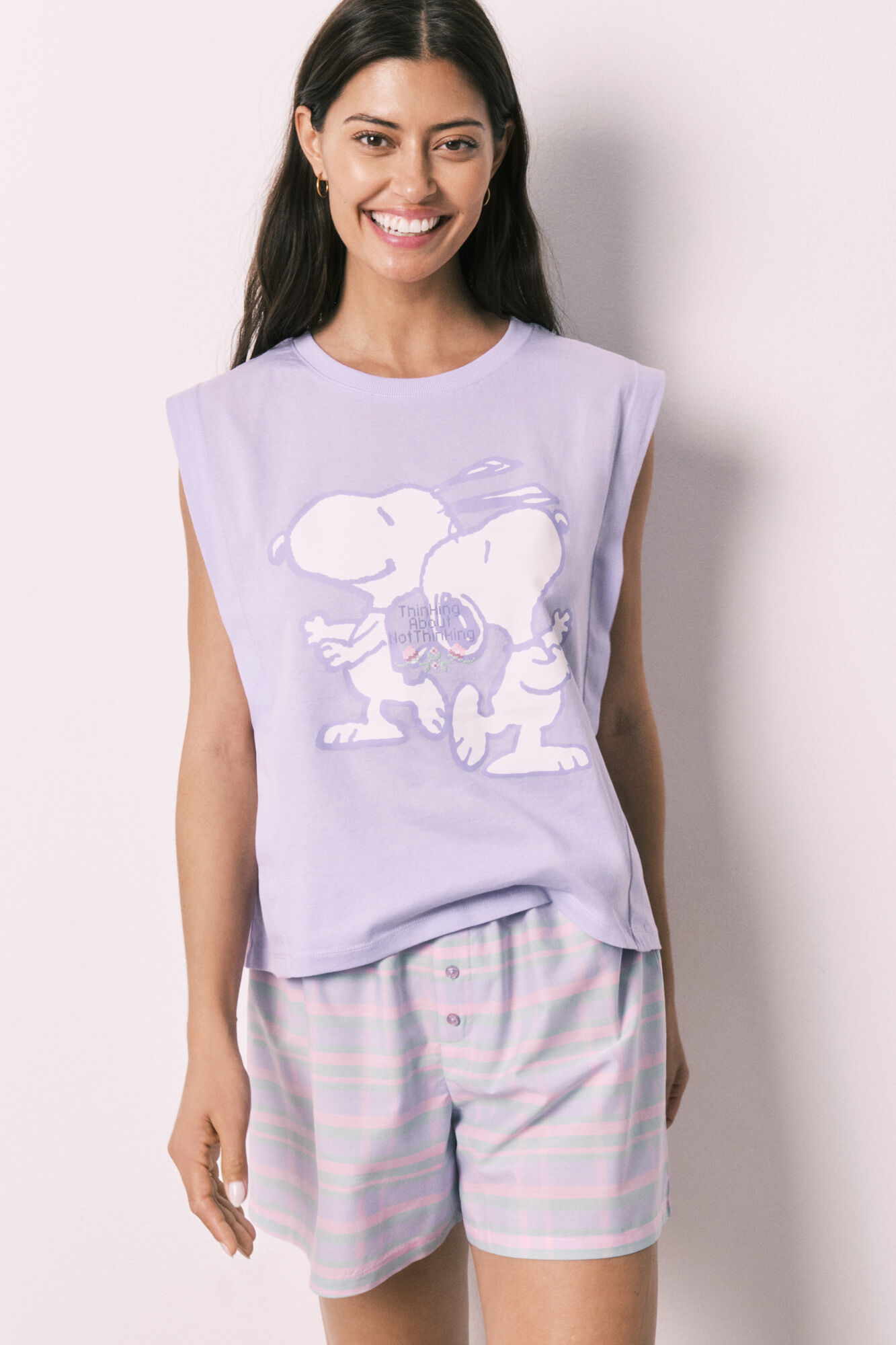 Women'secret Pijama curto em algod&atilde;o Snoopy