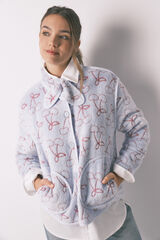 Women'secret Robe polar de borrego jacquard azul