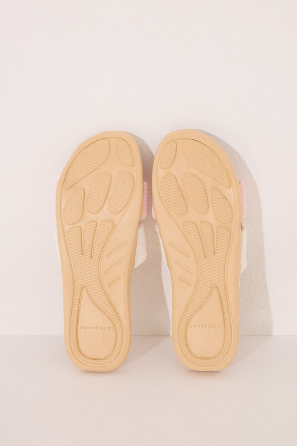 Women'secret Open raffia knot slippers white