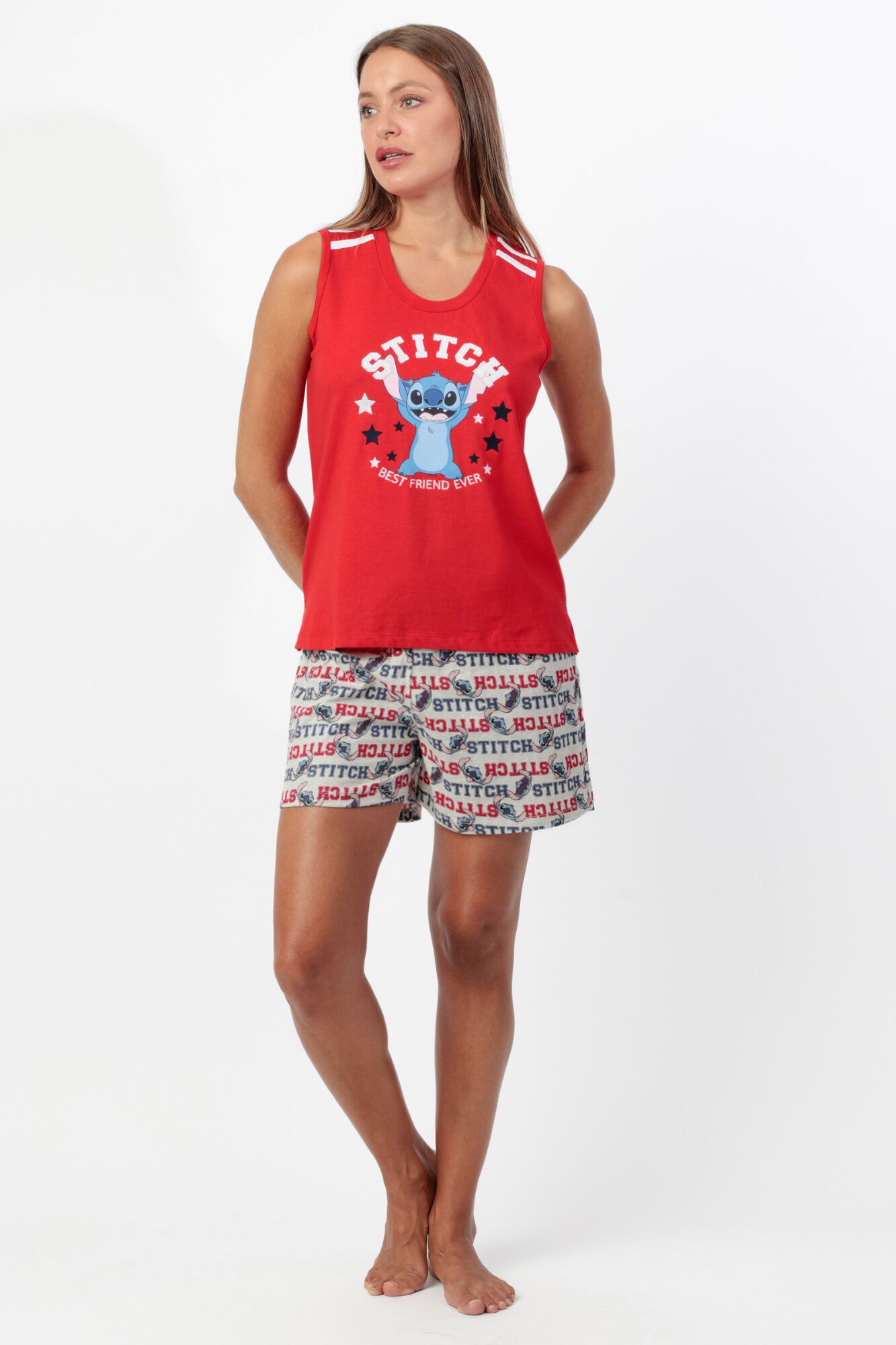 Admas Pijama curto sem mangas Stitch