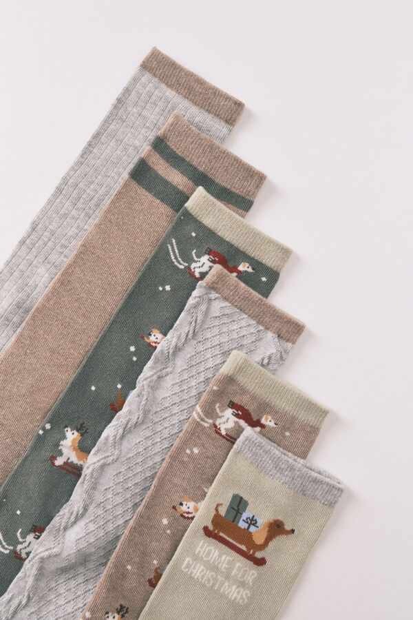 Women'secret Pacote com 6 meias longas de meias para c&atilde;es   verde