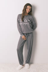 Women'secret Pijama comprido de malha malha Mickey cinzento