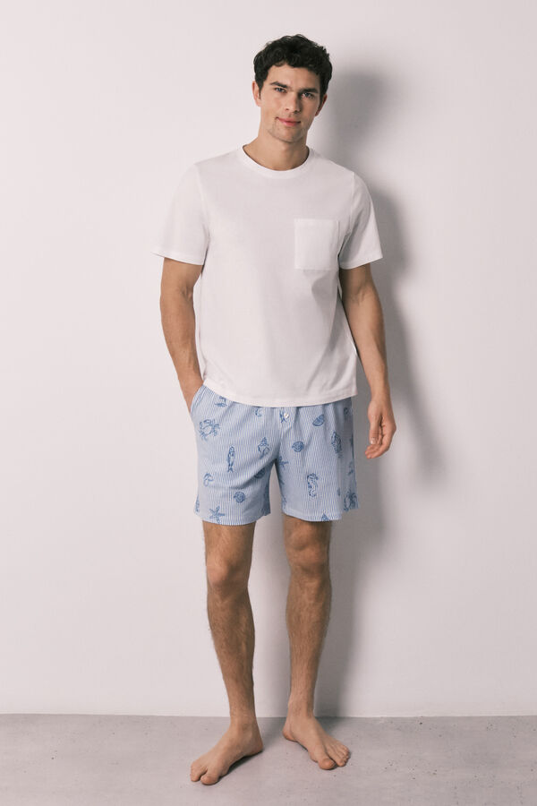 Women'secret Pijama curto de homem em algod&atilde;o Family Collection bege
