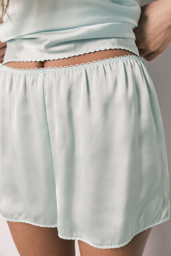 Women'secret Pijama curto em cetim verde verde