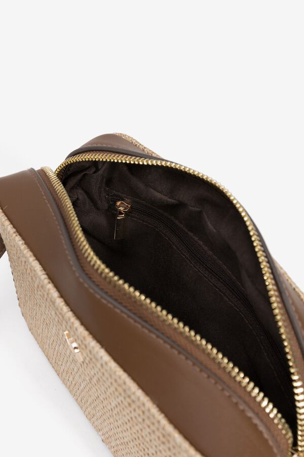 Vilanova Mala a tiracolo efeito palha met&aacute;lica estampado