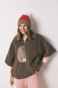 Women'secret Poncho curto de robe de borrego marrom do Snoopy