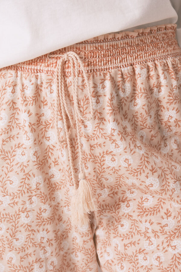 Women'secret Pantalón skinny 100% algodón flores naranja naranja
