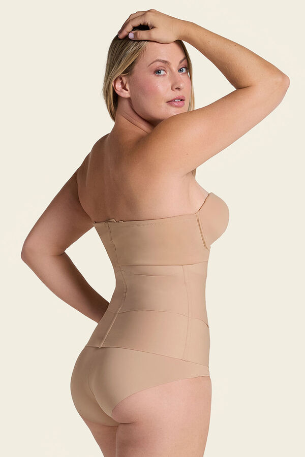 Leonisa Cinta de controle moderado com faixas anat&ocirc;micas bege