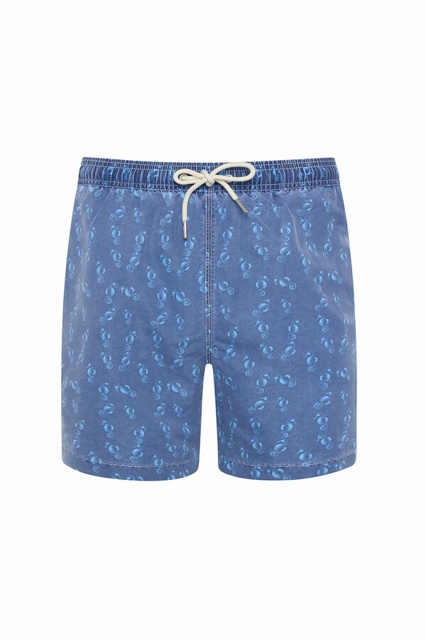 Kiff-Kiff Fato de banho bermuda azul lavagem cavalo-marinho azul