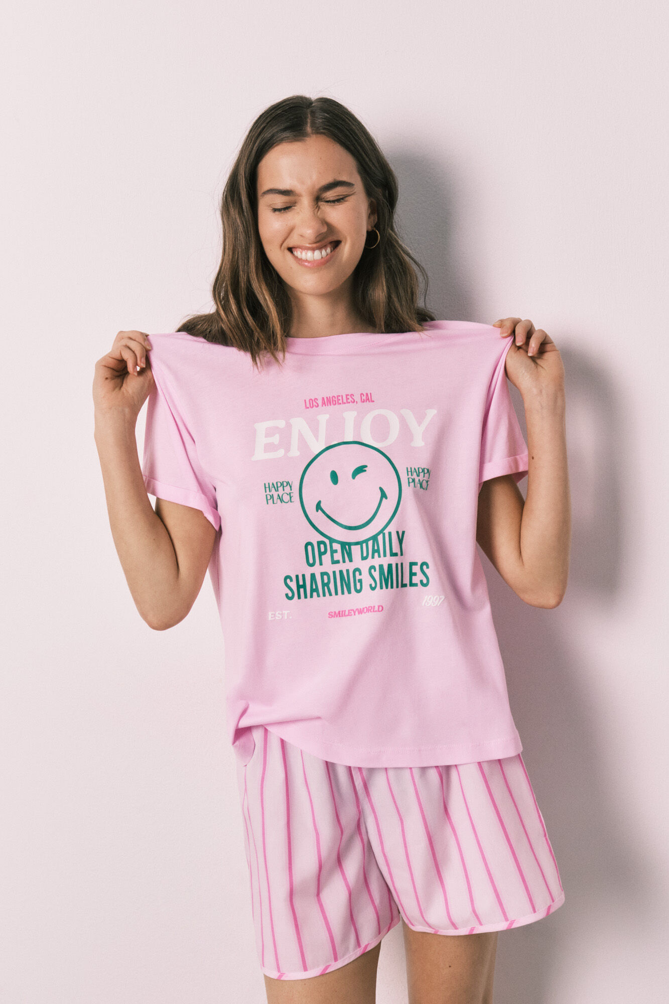 Women'secret Pijama corto algod&oacute;n SmileyWorld&reg; rosa