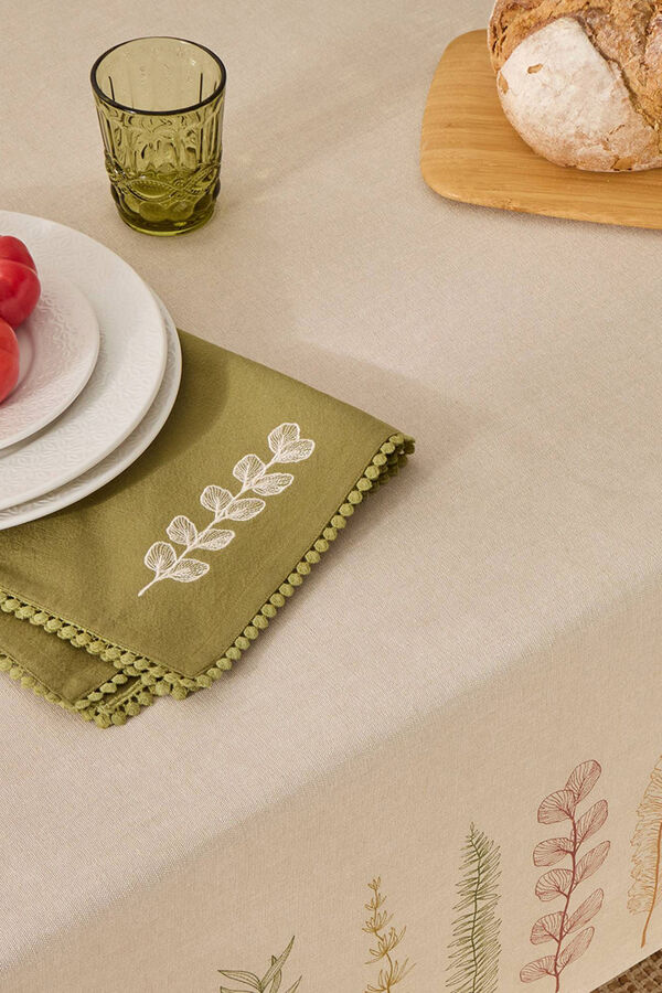 Textura Folhas de toalha de mesa de algodão resistente a manchas bege