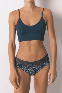 Women'secret Cuecas cl&aacute;ssicas de cobertura ampla em algod&atilde;o estampado de flores azul