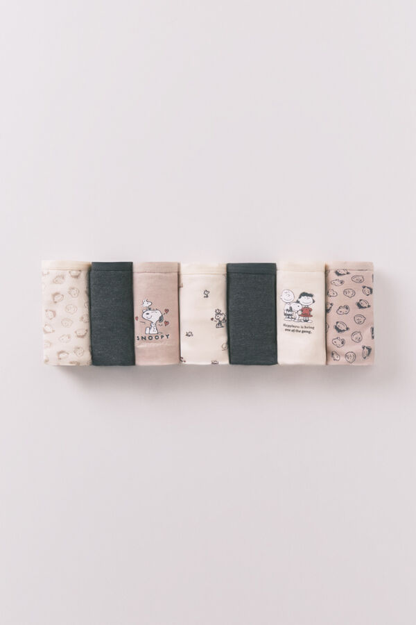 Women'secret Pacote com 7 cuecas clássicas multicoloridas do Snoopy estampado