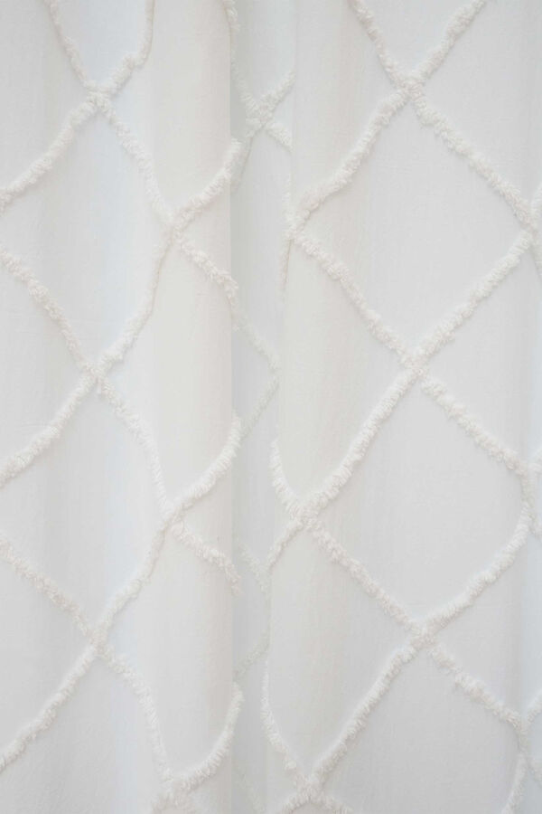 Calma House Cortina algod&oacute;n relieve rombos blanca Royal 140x280 blanco