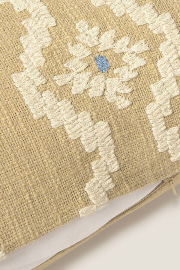Textura Funda de coj&iacute;n con detalle  bordado geom&eacute;trico beige