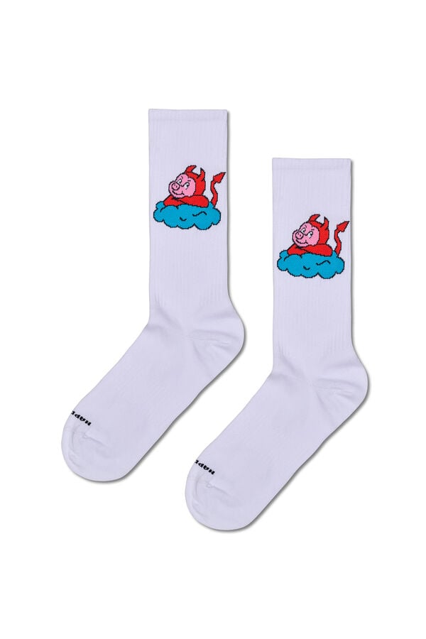 Happy Socks Meias de Porco Mau  branco