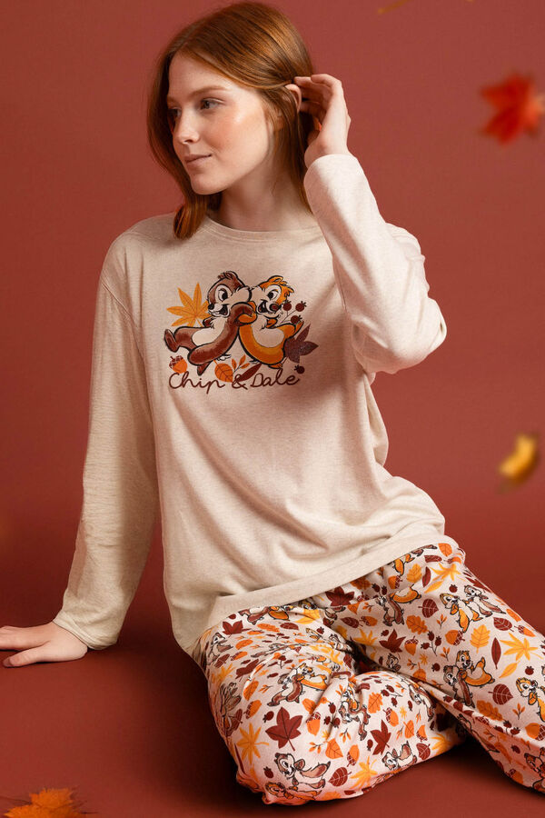 Admas Pijama Feminino Chip N Dale bege
