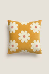 Textura Capa de almofada de veludo bordado amarelo