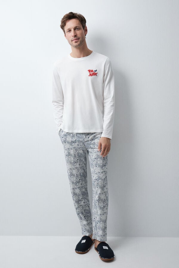 Women'secret Pijama largo algod&oacute;n Tom & Jerry marfil