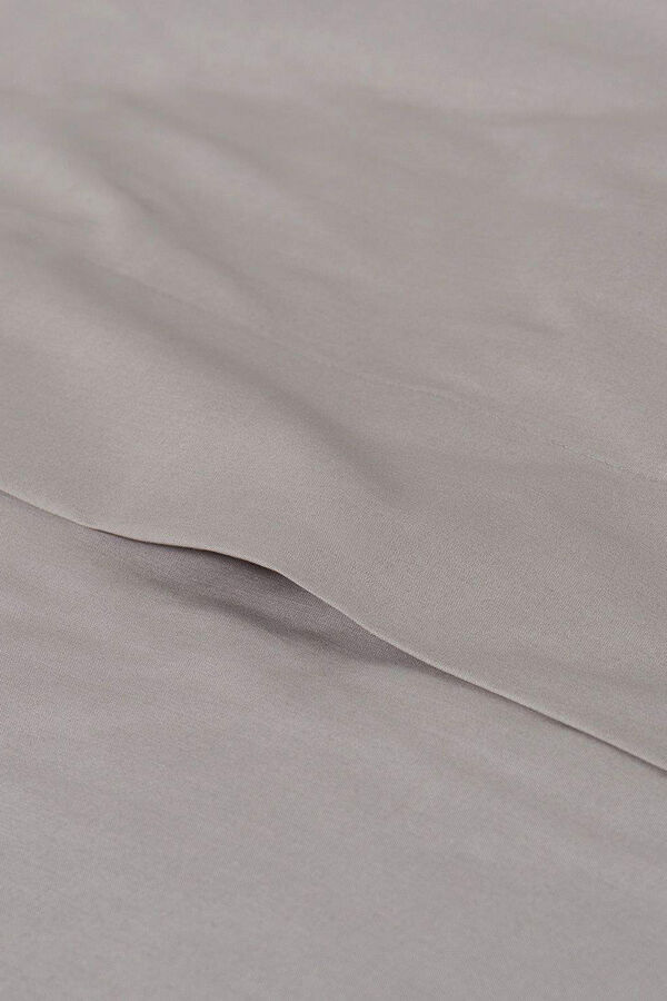 Textura Lençol algodão percal. Cama 180-200 cm. cinzento