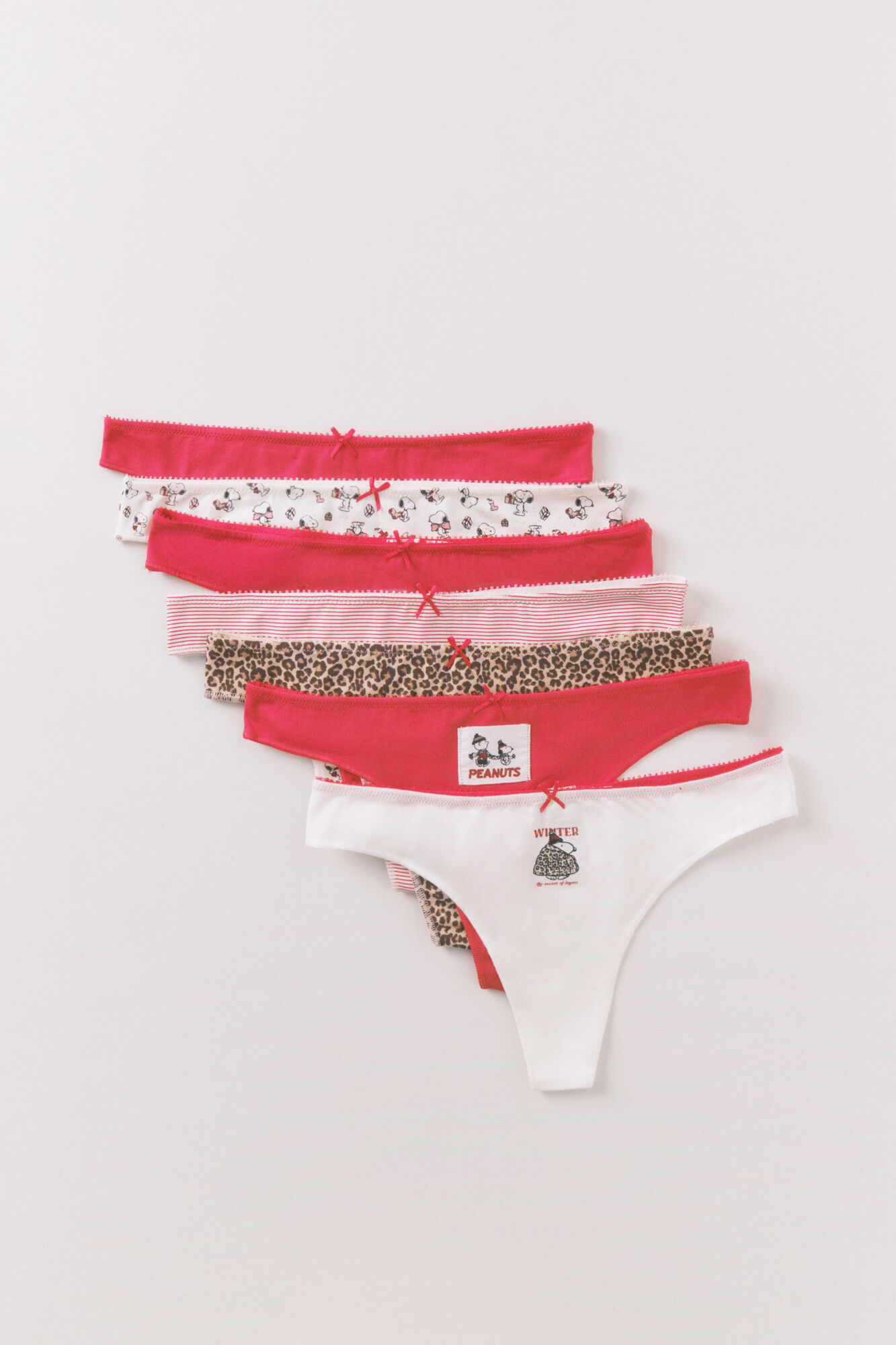 Women'secret Pacote com 7 tangas vermelhas de algod&atilde;o do Snoopy