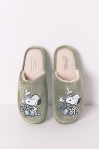 Women'secret Chinelos de quarto cáqui escuros do Snoopy