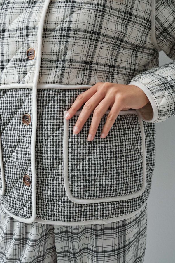 Women'secret Bata corta cuadros gris estampado