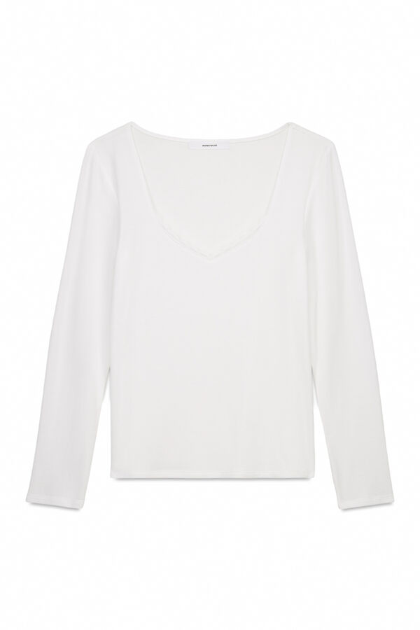 Women'secret T-shirt malha de malha super macia bege