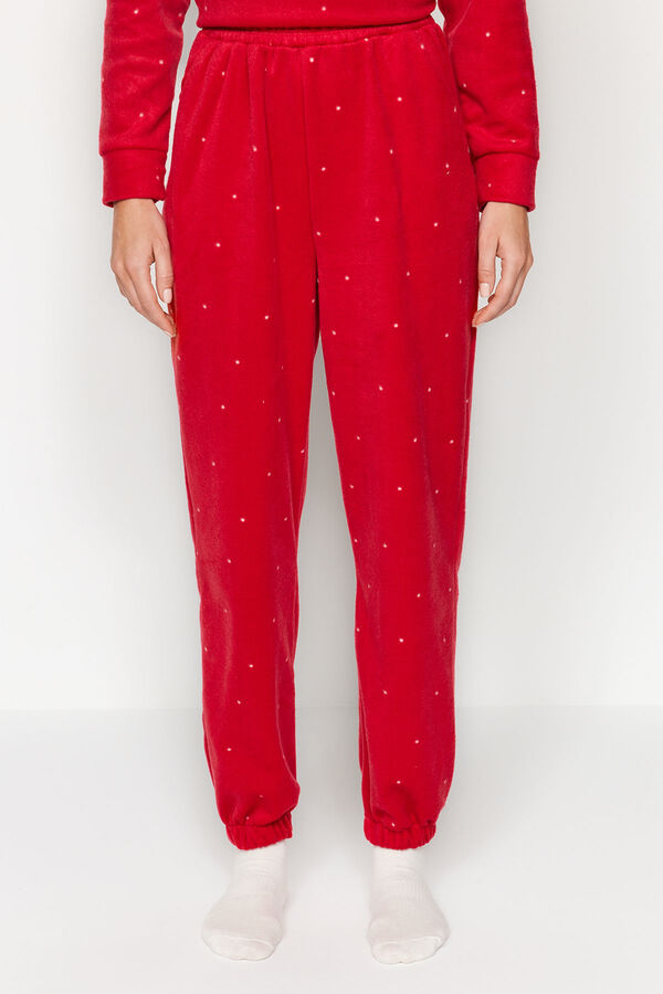Trendyol Conjunto de pijama de inverno de bolinhas com bolinhas vermelhas vermelho