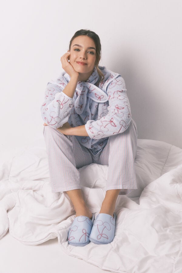 Women'secret Chinelos de quarto de cerejas azuis azul