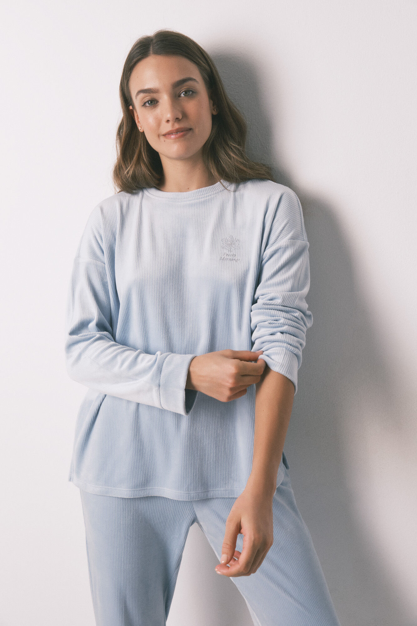 Women'secret Pijama comprido veludo cotel&ecirc; azul