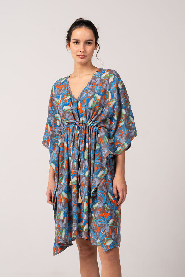 Abbacino Cafetã de mulher de viscose com estampado floral azul azul