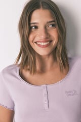 Women'secret T-shirt de manga curta de algodão lilás rosa
