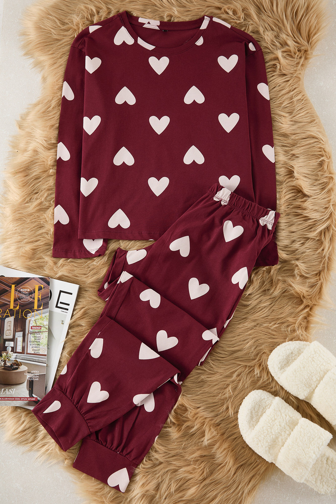 Trendyol Pijama com estampado de cora&ccedil;&otilde;es