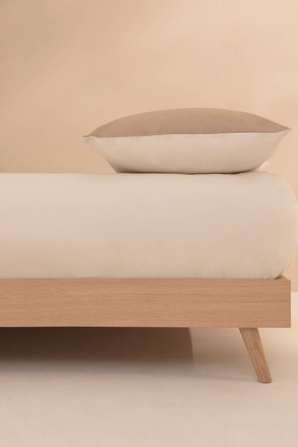 Textura Lençol de baixo algodão percal. Cama 180-200 cm. bege