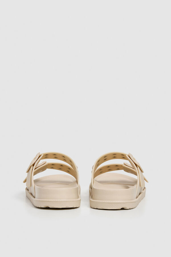 Pepe Jeans Sand&aacute;lia de tiras duplas com tachas bege