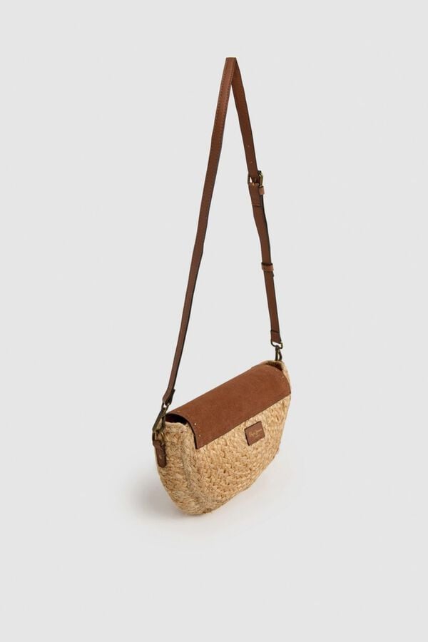 Pepe Jeans Mala meia-lua em r&aacute;fia com tachas cru