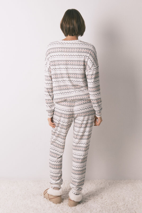 Women'secret Pijama comprido malha quente suave sanefas Mickey branco