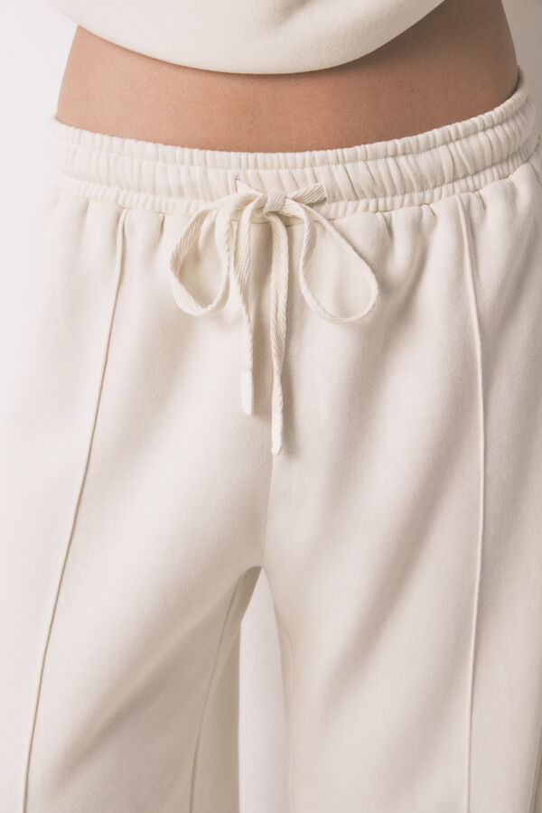 Women'secret Long white fine plush trouser beige