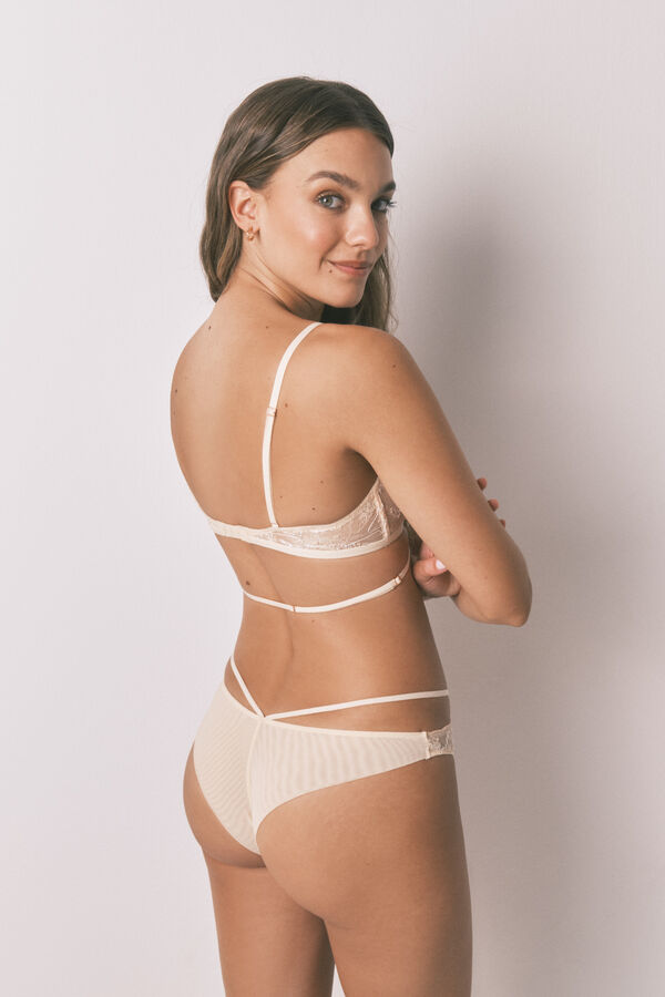 Women'secret Nude lurex lace Brazilian panty nude